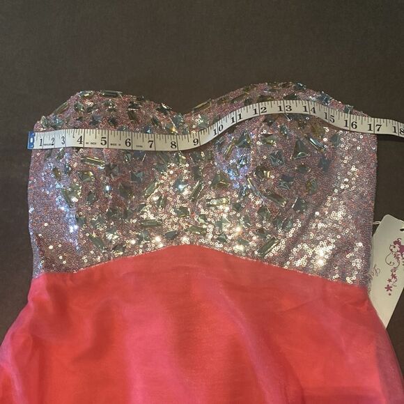 Women’s Pink Full Length Sparkly Tulle & Sequined Prom Party Dress Size S NWT - Picture 11 of 11